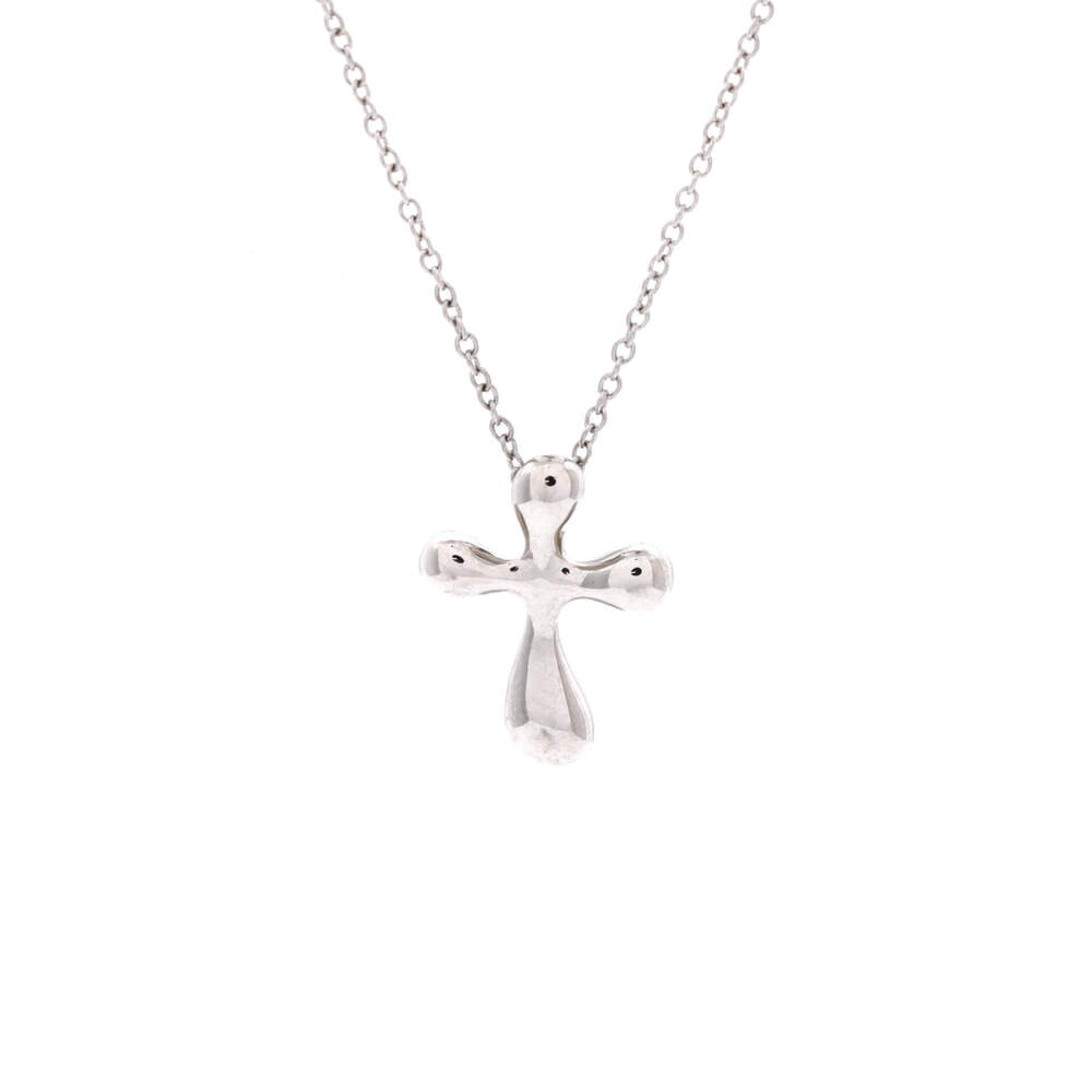 Tiffany & Co. Small Elsa Peretti Cross Pendant Necklace Platinum